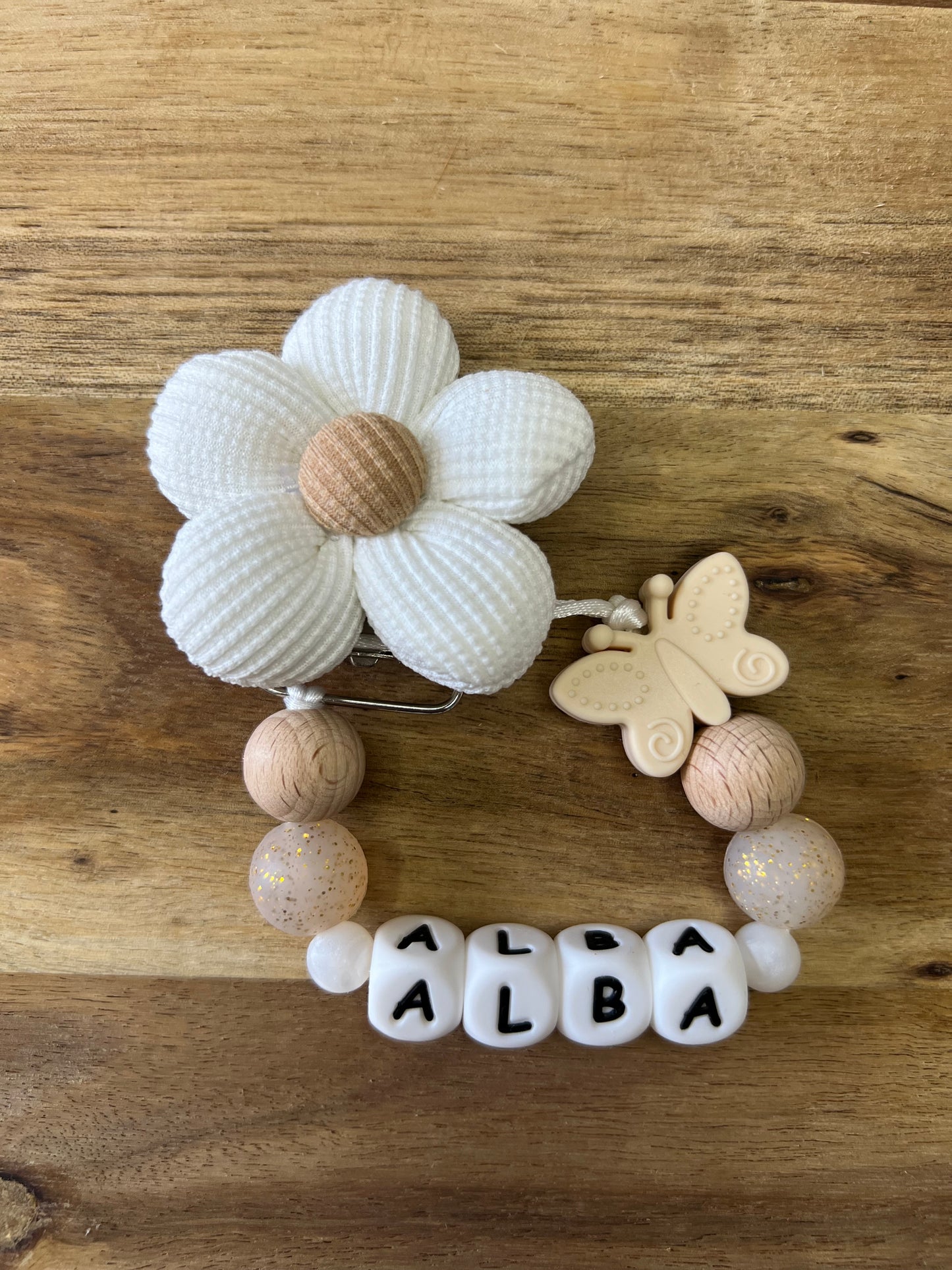 Attache-tétine « Naya » blanche