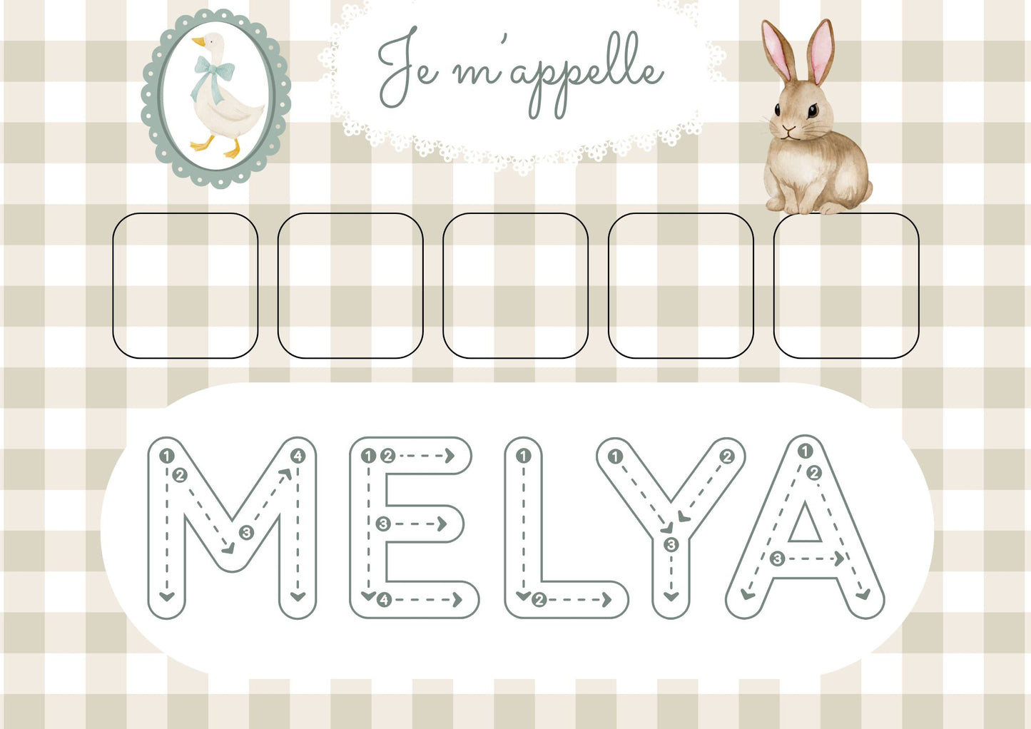 Affiche j’apprend mon prénom FILLE