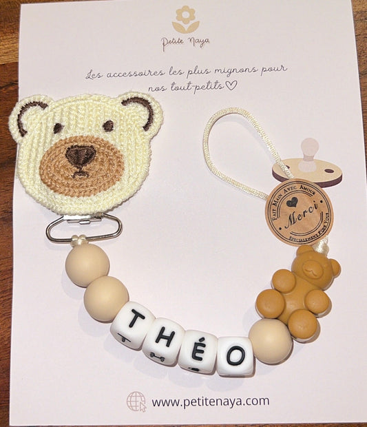 Attache tétine « ourson beige »