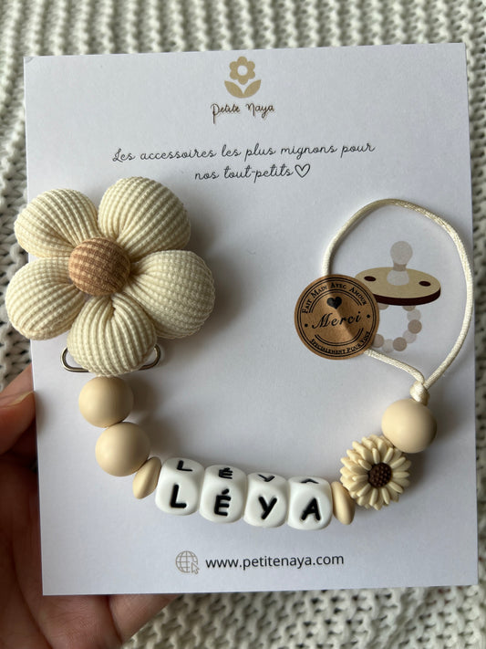 Attache tétine « Naya » beige